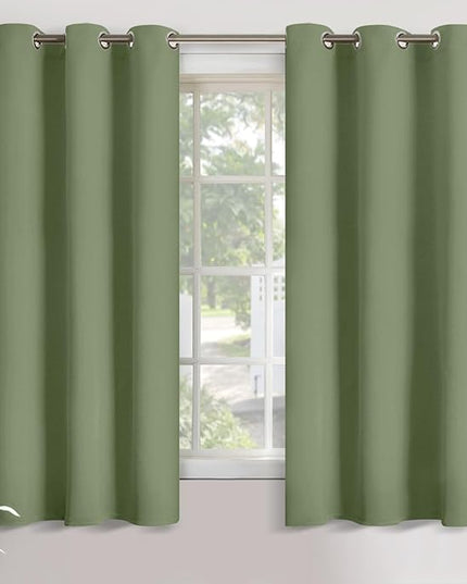 YoungsTex Olive Green Blackout Curtains 63 Inch Length for Bedroom - Thermal Insulated Window Drapes with Grommet Room Darkening Privacy for Living Room, 2 Panels, 42 x 63 Inch