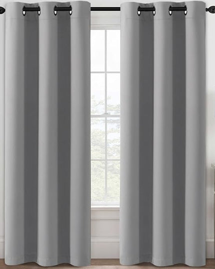 H.VERSAILTEX Blackout Curtains for Bedroom Thermal Insulated Room Darkening Living Room Curtains 84 Inch Long Grommet Privacy Protection Window Curtain Panels/Drapes for Nursery, 2 Panels, Dove Grey