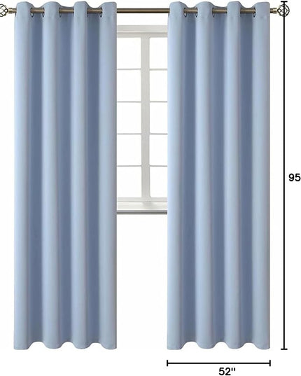 BGment Blackout Curtains for Living Room - Grommet Thermal Insulated Room Darkening Curtains for Bedroom, 2 Panels of 52 x 95 Inch, Spa Blue