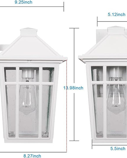 Darkaway 2pcs Outdoor Sconce Lights Wall Light Fixtures, 14inch Large Porch Light Outdoor Wall Anti-Rust Waterproof Aluminum with Glass Exterior Light Fixture for Patio Yard Garage