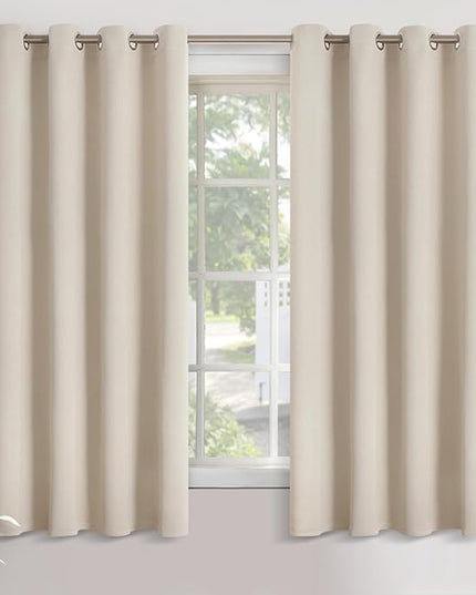 YoungsTex Champagne Blackout Curtains for Bedroom 63 Inches Length - Room Darkening Drapes with Grommet Thermal Insulated Privacy for Living Room Windows, 2 Panels, 52 x 63 Inch