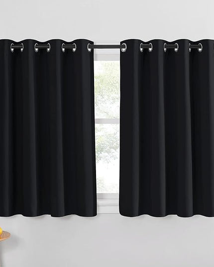 NICETOWN Window Curtain Blackout Blinds - Black Energy Saving Blackout Drapery for Bedroom/Living Room (1 Panel, 52 inches Wide by 45 inches Long)
