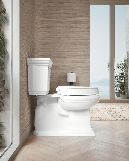 KOHLER 25875-0 Hyten 3" Height, Elevated Soft Close Elongated Toilet Seat, Contoured Seat with Grip-Tight Bumpers, Quick-Attach Hardware, No Slam Toilet Seat, White