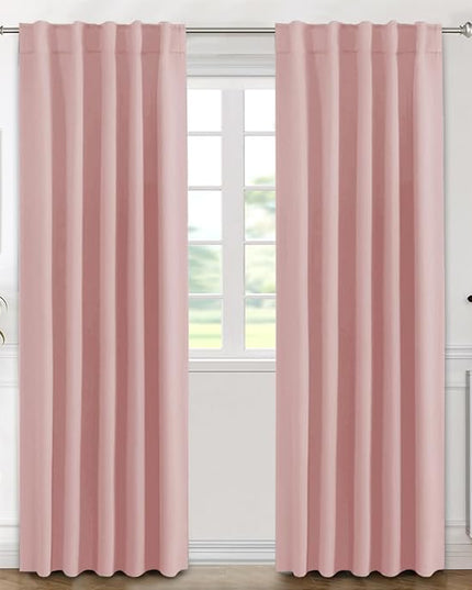 H.VERSAILTEX Blackout Curtains Thermal Insulated Window Treatment Panels Room Darkening Blackout Drapes for Living Room Back Tab/Rod Pocket Bedroom Draperies (2 Panels, Baby Pink, 42 x 84 Inch)