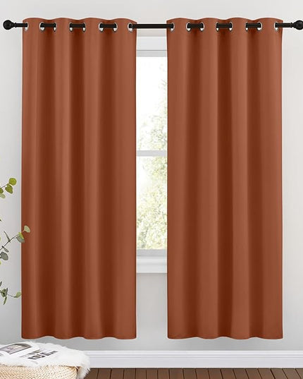 NICETOWN Blackout Burnt Orange Curtains 72 inches Long - Window Treatment Thermal Insulated Sound Reducing Solid Grommet Light Blocking for Bedroom/Living Room (Set of 2, W46 x L72)