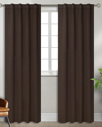 BGment Brown Curtains 84 Inch Length 2 Panels Set for Bedroom - Rod Pocket and Back Tab Blackout Curtains Thermal Insulated Room Darkening Curtains for Living Room, (38 x 84 Inch, Brown)