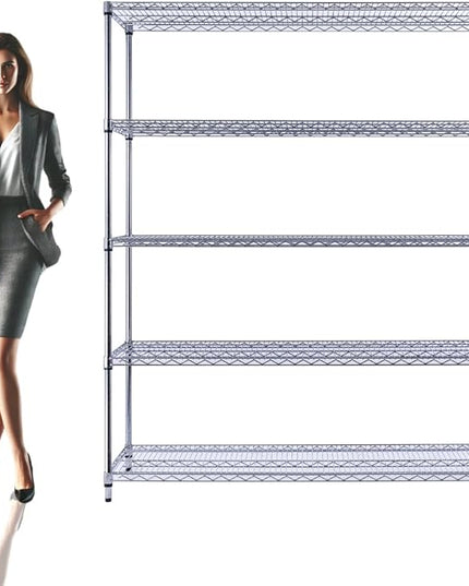 NSF Commercial 5-Tier Wire Shelving with Wheels, 60"x18"x72" Heavy Duty Metal Shelves 4000 lbs Max Capacity, Chrome Storage Rack for Garage Kitchen Pantry Warehouse