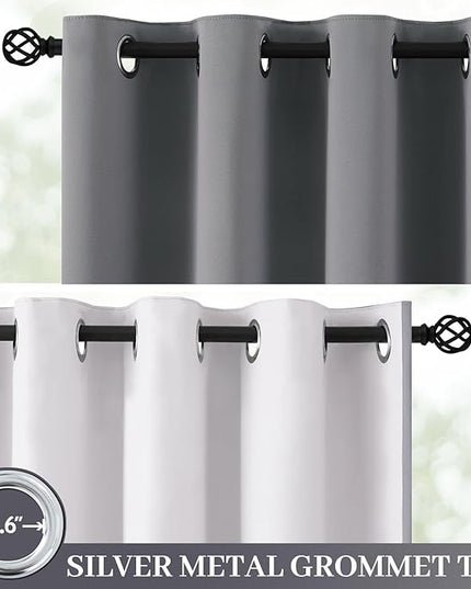 Yakamok Grey Room Darkening 100% Blackout Curtains Grommet Extra Wide Window Treatment with 2 Thick Layers-Gray Thermal Insulated Drape 1 Panel for Living Room Patio Door 100 by 84 Inches Length