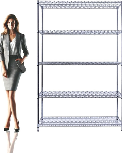 NSF Commercial 5-Tier Wire Shelving with Wheels, 48"x18"x72" Heavy Duty Metal Shelves 4000 lbs Max Capacity, Chrome Storage Rack for Garage Kitchen Pantry Warehouse