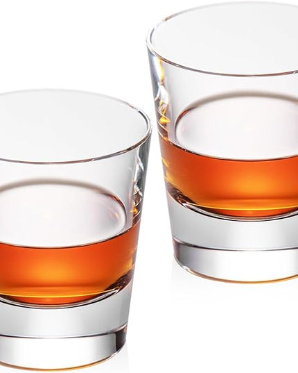 KAMMAK Crystal Whiskey Glasses Set of 2, Hand Blown 8.79oz Old Fashioned Glasses Stemless, Luxury Handcrafted Cocktail Glasses, Scotch Cup for Women, Men Gift for Rocks, Bourbon, Bar Barware
