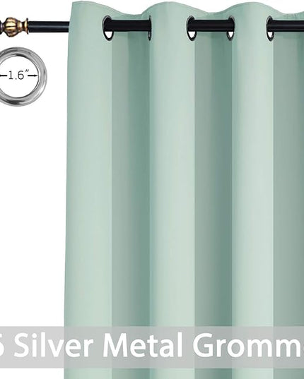 Yakamok Extra Wide Blackout Curtain for Sliding Glass Door, Grommet Thermal Insulated Room Divider Curtain 100W x 84L inch, Room Darkening Patio Curtain,8.3ft Wide x 7ft Tall, 1 Panel,Aqua