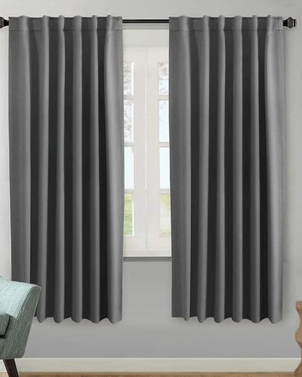 H.VERSAILTEX Blackout Curtains Thermal Insulated Window Treatment Panels Room Darkening Blackout Drapes for Living Room Back Tab/Rod Pocket Bedroom Draperies, 52 x 72 Inch, Bluish Gray, 2 Panels