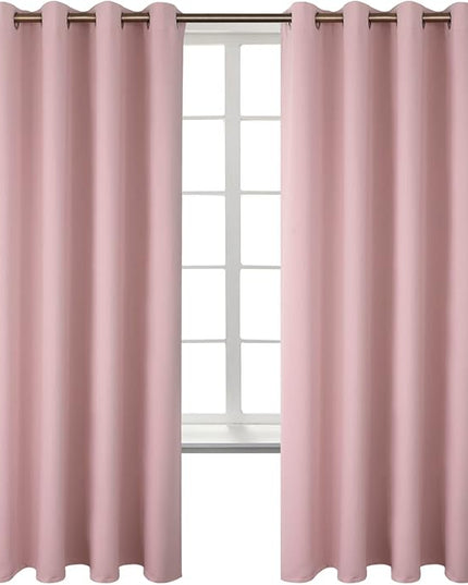 BGment Room Darkening Curtains 72 Inches Long - Grommet Thermal Insulated Drapes Window Treatment Curtains for Bedroom, 2 Panels, 52 x 72 Inch, Baby Pink