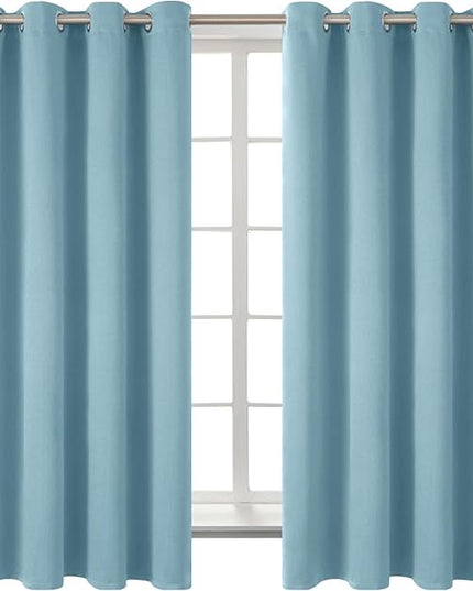 BGment Room Darkening Curtains 63 Inches Long - Grommet Thermal Insulated Drapes Window Treatment Curtains for Bedroom, 2 Panels, 52 x 63 Inch, Greyish Blue