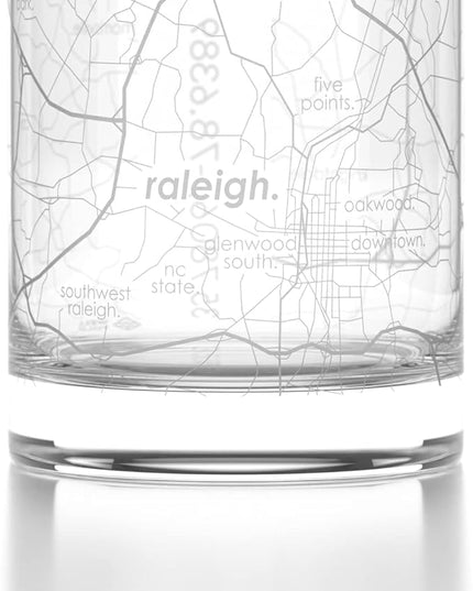 Well Told Engraved Raleigh North Carolina Map Rocks Glass, Old Fashioned Whiskey Glass (11 oz, Clear) Etched Whiskey Glass, Gifts For Whiskey Lovers