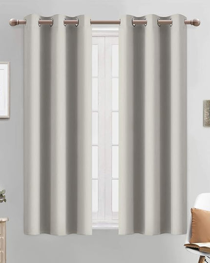 Yakamok Light Beige Curtains Room Darkening Thermal Insulated with Grommet Window Curtain for Bedroom, 38Wx54L inch, 2 Panels