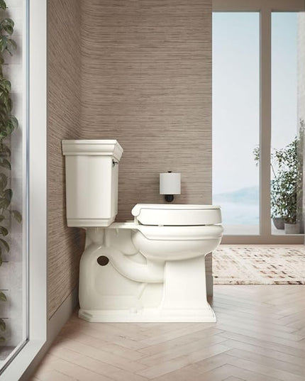 KOHLER 25876-96 Hyten 3" Height, Elevated Soft Close Round Toilet Seat, Contoured Seat with Grip-Tight Bumpers, Quick-Attach Hardware, Biscuit