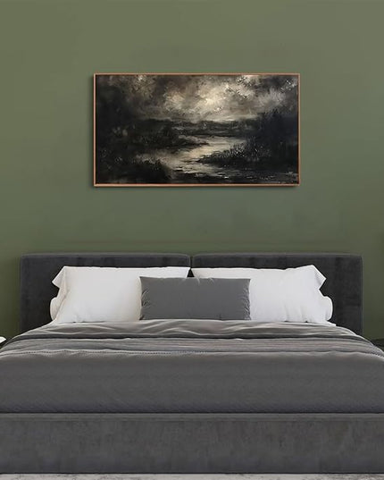 ILLBDR Framed Large Wall Art Moody Wall Decor Dark academia Wall Art Nature Landscape Painting Print Rustic Farmhouse Picture for Living Room Bedroom Office 24"x48"