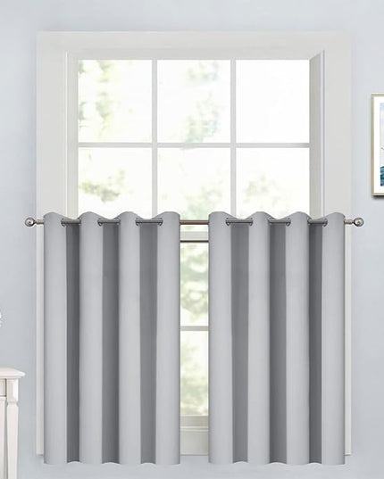 Yakamok 36 Inch Blackout Curtains Panels with Grommets - Room Darkening Thermal Insulated Window Drapes for Living Room/Bedroom,Light Grey, 52W x 36L, 2 Panels