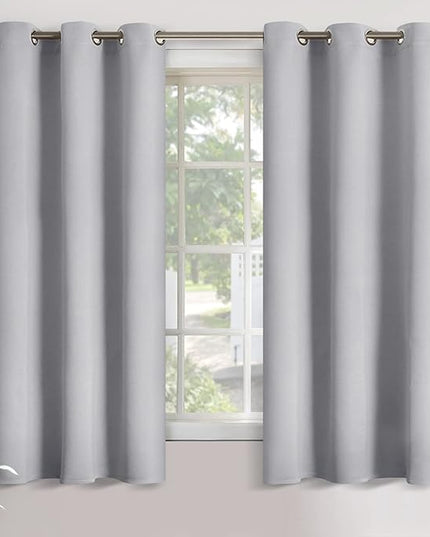 YoungsTex Light Grey Blackout Curtains 63 Inch Length for Bedroom - Thermal Insulated Window Drapes with Grommet Room Darkening for Kids Living Room, 2 Panels, 42 x 63 Inch