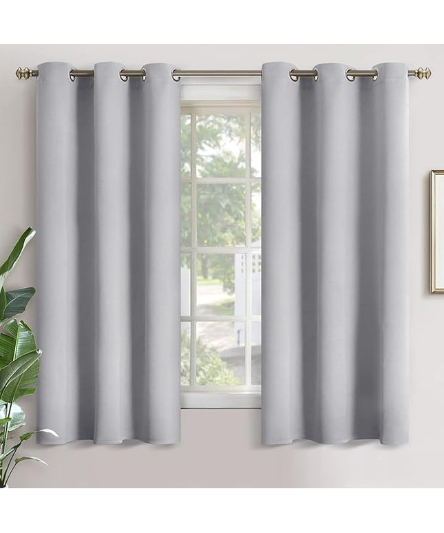 YoungsTex Light Grey Blackout Curtains 68 Inches Length for Bedroom - Thermal Insulated Window Drapes with Grommet Room Darkening Privacy for Bathroom Living Room, 2 Panels, 42 x 68 Inch