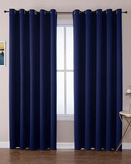ChrisDowa Blackout Curtains 70 inches Wide for Bedroom - 2 Panels Set Extra Wide Grommet Thermal Insulated Room Darkening Curtains for Living Room (Navy Blue, 70 x 84 Inch)