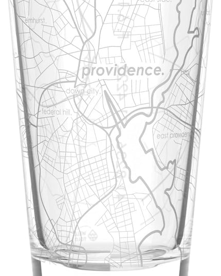 Well Told Engraved Providence Rhode Island Map Pint Glass, Etched Beer Gift (16 oz, Clear) City Map Pint, Custom City Glassware, Gifts For Beer Lovers