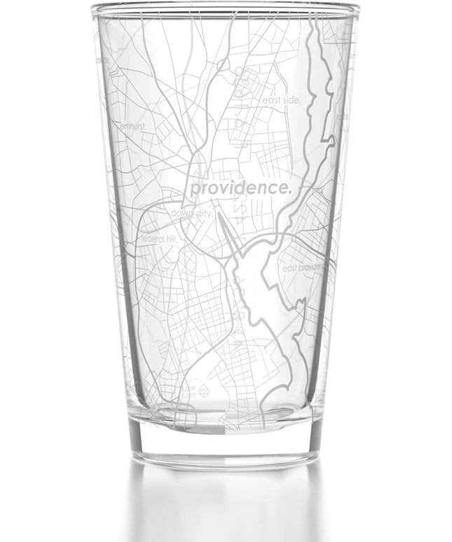 Well Told Engraved Providence Rhode Island Map Pint Glass, Etched Beer Gift (16 oz, Clear) City Map Pint, Custom City Glassware, Gifts For Beer Lovers