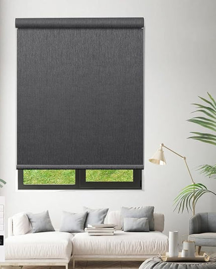 Zshine Motorized Blackout Window Blinds Customize Width (23-95 Inches) Remote Control Wireless and Rechargeable Roller Shades Blinds for Windows, Home, Office, Hotel, Club, Restaurant(82164E)