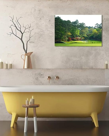 Augusta Golf Course Wall Art Golf Course Picture Poster Canvas Prints - Golf Wall Decor for Living Room Bedroom Home Decorations Framed Artwork Ready to Hang(12''H x 16''W)