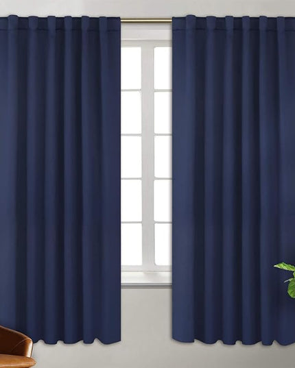 BGment 72 inch Length Blackout Curtains - Rod Pocket and Back Tab Thermal Curtains for Bedroom/Living Room/Kitchen Home Decor, 2 Window Curtain Panels (52 x 72 Inch, Navy Blue)