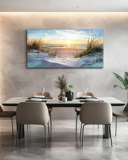 Canvas Wall Art For Living Room Large Size Wall Art Decor For Bedroom Blue Ocean Beach Landscape Paintings Poster Prints Artwork Office Decorations Seascape Wall Pictures Modern Room Home Decor Works