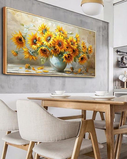 PHAOHUAXM Large Canvas Wall Decor For Living Room Dining Room Mural Vintage Print Yellow Flower Paintings Wood Framed Artwork For Farmhouse Kitchen Bedroom Corridor Home Decor Aesthetics 30x60 In