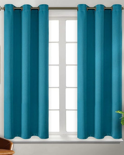 BGment Blackout Curtains - Grommet Thermal Insulated Room Darkening Bedroom and Living Room Curtains, Set of 2 Panels (38 x 45 Inch, Peacock Blue)