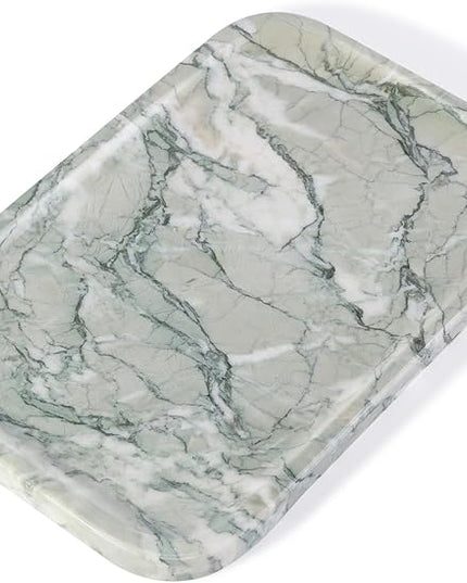 Vanity Tray, Marble Bathroom Tray Countertop, Decorative Dresser Organizer, Green Stone for Perfume Jewelry Holder Storage for Kitchen Sink(Light Green)