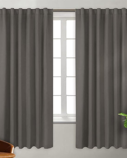 BGment Rod Pocket and Back Tab Blackout Curtains for Bedroom - Thermal Insulated Room Darkening Curtains for Living Room, 2 Window Curtain Panels (52 x 72 Inch, Grey)