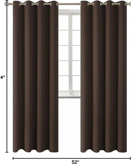 BGment Blackout Curtains for Living Room - Grommet Thermal Insulated Room Darkening Curtains for Bedroom, Set of 2 Panels (52 x 84 Inch, Brown)