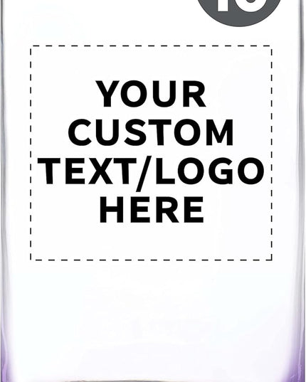 Custom Beer Can Glasses Set of 10, 16 oz. Pint Sized, Promotional Text, Logo, Soda Can Shape, Glassware, Purple
