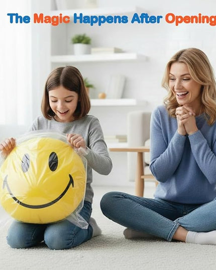 Smiley Face Pillow - Cute Plush for Fun Bedroom Decor - 16" X 16" Soft Cotton Cool Smiley Pillow with Inserts Included - Birthday Gift - Room Decor Aesthetic for Bedroom. (Yellow)