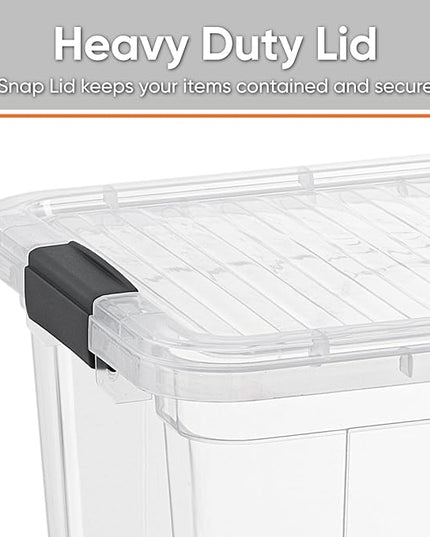 Superio Storage Bins with Lids- 4 Pack, 6.6 Qt Clear Boxes for Organizing, Stackable Plastic Containers- BPA Free, Non-Toxic, Odor Free, Organizer for Home, Office, Dorm