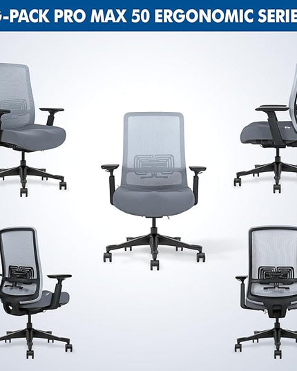 Mesh Office Chair – Ergonomic Office Chair with Lumbar Support, Adjustable 3D Arms & Soft Seat – Holds Up to 330lbs (Gray)