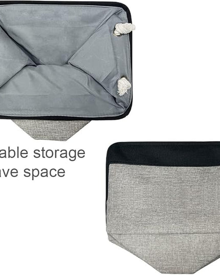 TheWarmHome Storage Basket for Organizing - 16x12x12 inch Cube Storage bin 3 Pack Fabric Storage Cubes, Collapsible Storage Box for Organizer Cloth Gift Toy Closet (Black & Grey)