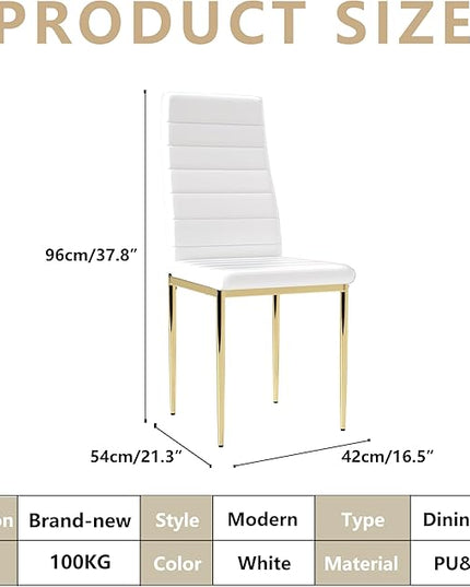 5 Piece Glass Dining Table Table Set, Tempered Glass Dining Table Set for 4 Kitchen Table Set with 4 Upholstered Chairs for Kitchen Dining Room (Gold Leg Table with Gold Leg Chair)