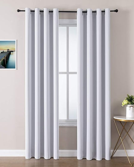 ChrisDowa Room Darkening Curtains 80 Inches Long 2 Panels Set for Living Room, Grommet Thermal Insulated Blackout Curtains for Bedroom (Greyish White, 52 x 80 Inch)