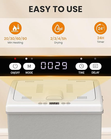 Towel Warmer for Bathroom with Bucket, 35L Foldable Towel Warmer,Fast Heating & Drying Modes,Fits Up to 3 Oversized Towels or 2 Bathrobes,Removable Hanging Hooks,24H Timer, Home & Spa