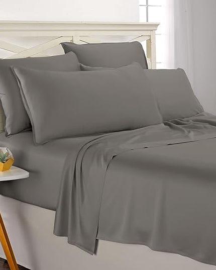 Pure Bamboo Full Sheets, Genuine 100% Organic Viscose Derived from Bamboo Bed Sheet Set, Luxuriously Soft & Cooling, Double Stitching, 2 Year Quality Promise (Full, Graphite)