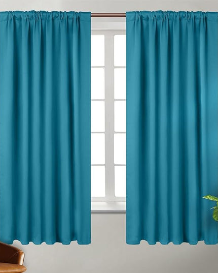 BGment Rod Pocket and Back Tab Blackout Curtains for Bedroom - Thermal Insulated Room Darkening Curtains for Living Room, 2 Window Curtain Panels (52 x 63 Inch, Peacock Blue)