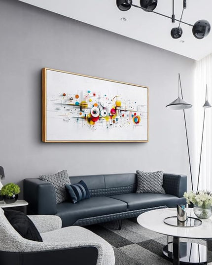 ERQINHUA Abstract Wall Art Living Room Boho Wall Decor For Bedroom Office Home Decorations Geometric Wall Paintings Minimalism Canvas Artwork Pictures Modern Ready to Hang Wood Framed 20x40 Inches