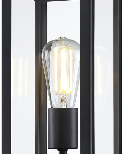 GRUENLICH Outdoor Post Lighting Fixture Pole Lantern, E26 Medium Base Max 60W, Metal Housing Plus Glass, Matte Black Finish, Bulb Not Included, 1 Pack