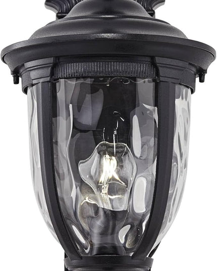 John Timberland Bellagio European Outdoor Wall Light Fixture Texturized Black Dual Scroll Arm 24" Clear Hammered Glass for Exterior House Porch Patio Outside Deck Garage Front Door Garden Home